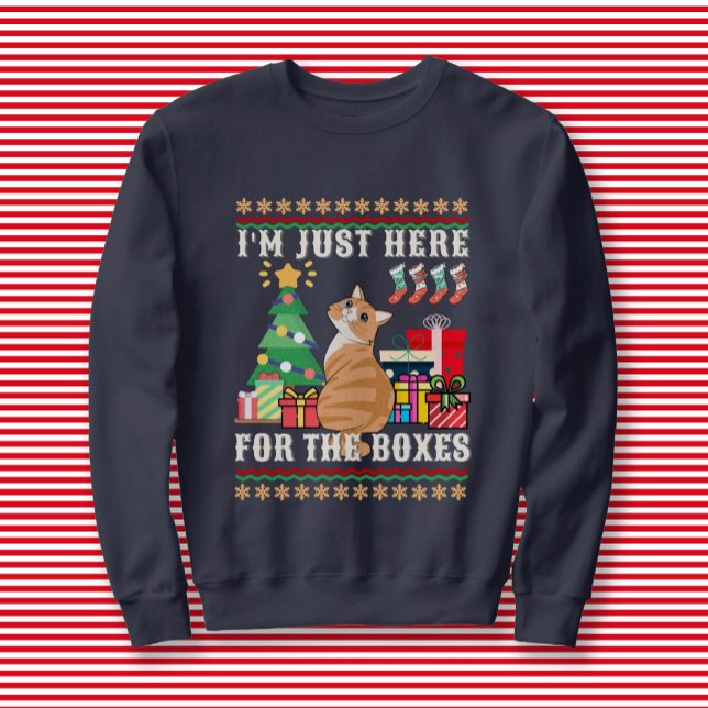 Just Here For The Boxes Christmas Cat Sweatshirt (Creator Uploaded)