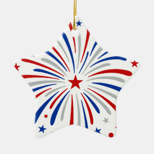 Just Here For The Fireworks Funny For Couple Ceramic Ornament