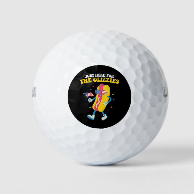 Just Here For The Glizzies Funny 4th Of July Golf Balls (Front)
