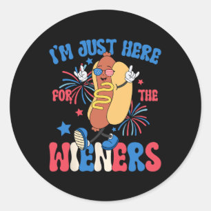 Just Here For The Weiners 4th Of July Funny Hot Do Classic Round Sticker
