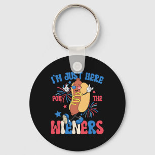 Just Here For The Weiners 4th Of July Funny Hot Do Key Ring