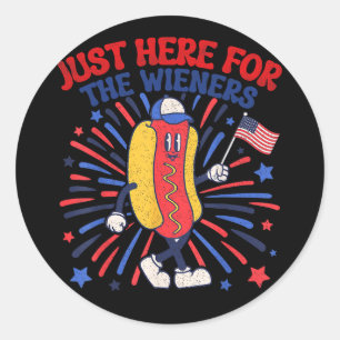Just Here For The Wieners 4th Of July Funny Hot Do Classic Round Sticker