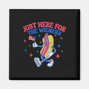 Just Here For The Wieners 4th Of July Hot Dog  Magnet