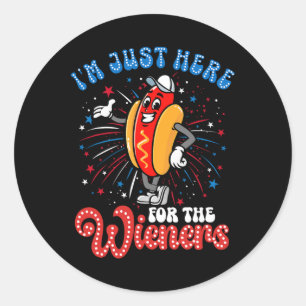Just Here For The Wieners Firework Hot Dog 4th Of Classic Round Sticker