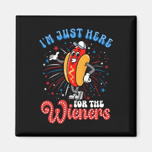 Just Here For The Wieners Firework Hot Dog 4th Of  Magnet