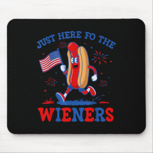 Just Here For The Wieners Funny Hot Dog 4th Of Jul Mouse Pad