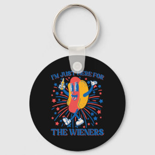 Just Here For The Wieners Hot Dog Funny 4th Of Jul Key Ring