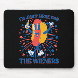Just Here For The Wieners Hot Dog Funny 4th Of Jul Mouse Pad