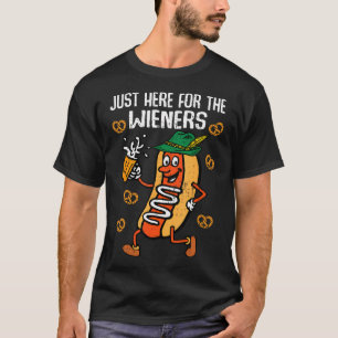 Just Here For The Wieners Hotdog Funny Oktoberfest T-Shirt