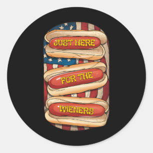 Just Here For The Wieners July 4th Hot Dog Patriot Classic Round Sticker