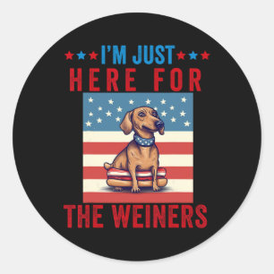 Just Here For Weiners Funny 4th July Hot Dog Sausa Classic Round Sticker