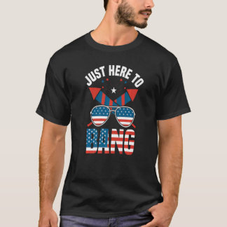 Just Here To Bang 4th July Fireworks Fourth Of Jul T-Shirt