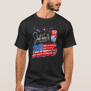 Just Here To Bang 4th Of July  American Gnome Fire T-Shirt