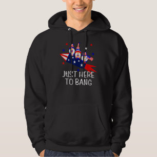 Just Here To Bang Happy 4th Of July Cute Gnomes Am Hoodie