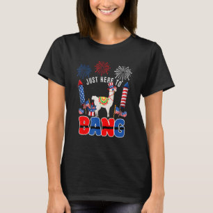 Just Here To Bang  Llama Sunglasses American Flag T-Shirt