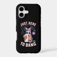 Just Here To Bang USA Flag Beer Cat Lover July 4th
