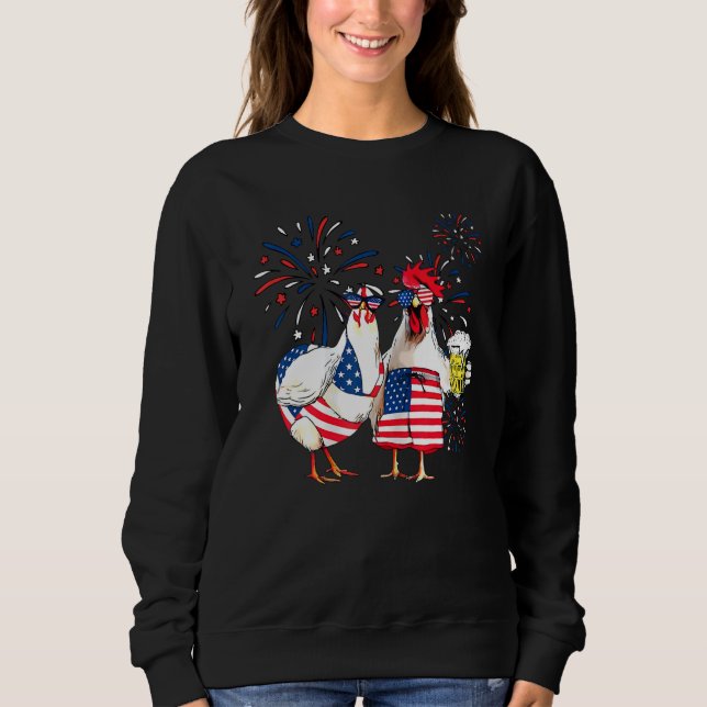 Just Here To Bang Usa Flag Chicken Beer Firework 4 Sweatshirt (Front)