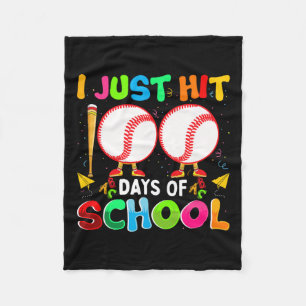 Just Hit 100 Days Of School Baseball 100th Day Boy Fleece Blanket