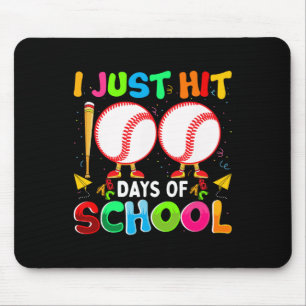 Just Hit 100 Days Of School Baseball 100th Day Boy Mouse Pad
