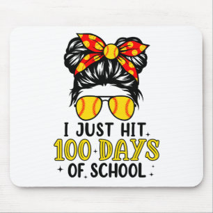 Just Hit Happy 100 Days Of School Softball Messy B Mouse Pad
