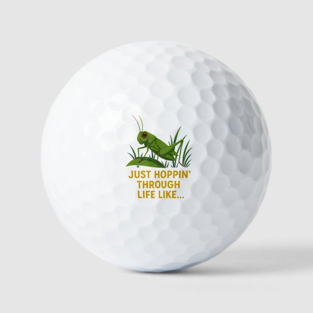 "Just Hoppin’ Funny Grasshopper Art" Golf Balls (Front)