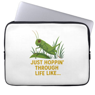 "Just Hoppin’ Funny Grasshopper Art" Laptop Sleeve