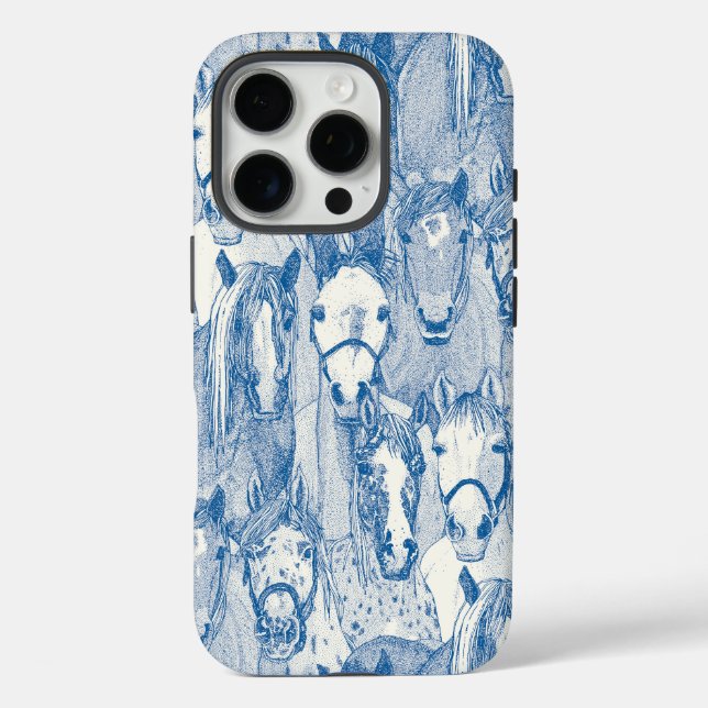 just horses cobalt blue half pearl Case-Mate iPhone case (Back)