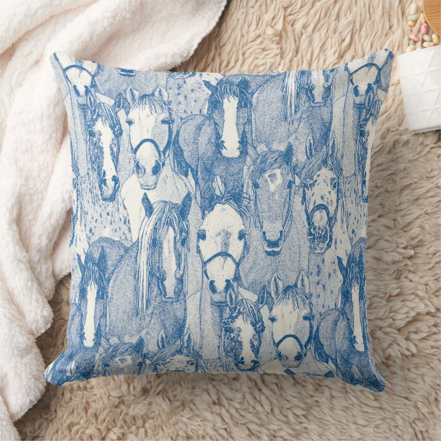 just horses cobalt blue half pearl cushion (Blanket)