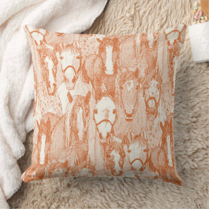 just horses orange half pearl cushion
