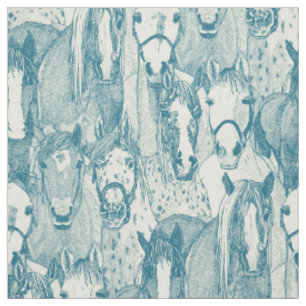 just horses peacock blue pearl fabric