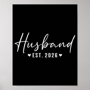 Just Husband Est Married Couple Wedding Poster