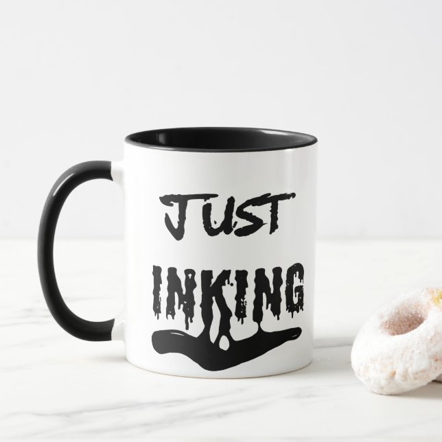 Just Inking Artist Mug Black Ink Typography (With Donut)