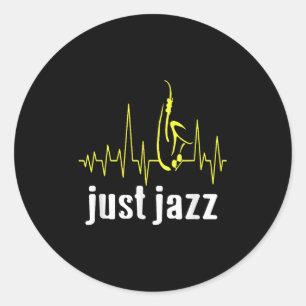 Just Jazz Cool Saxophone Heartbeat Music Classic Round Sticker