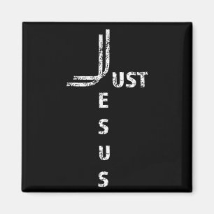 Just Jesus Minimal Cross Back Design For Christian Magnet