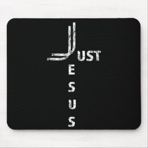 Just Jesus Minimal Cross Back Design For Christian Mouse Pad