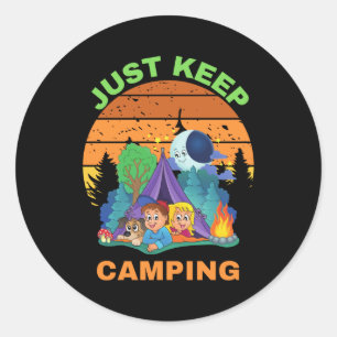 JUST KEEP CAMPING CLASSIC ROUND STICKER