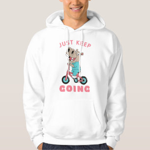 Just Keep Going Cute Hippo Riding Bicycle Hoodie
