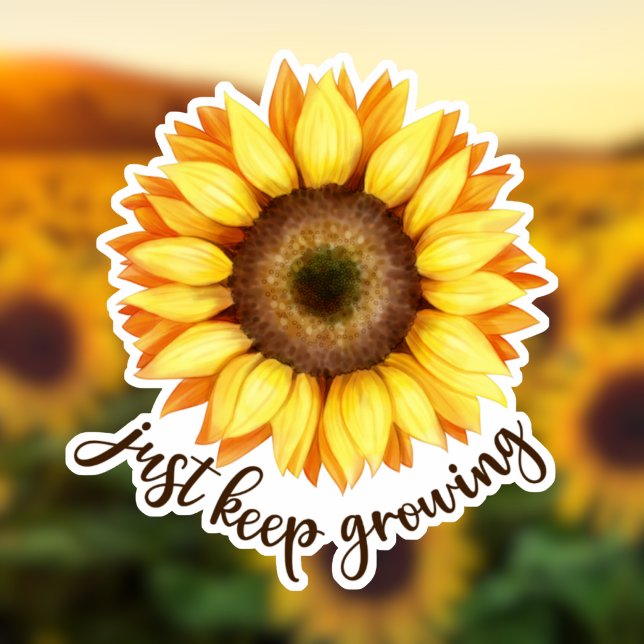 "Just Keep Growing" Sunflower Sticker (Creator Uploaded)
