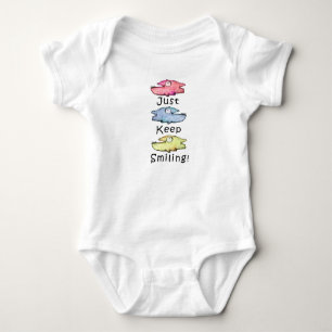 Just Keep Smiling! Colourful toothy fish Baby Bodysuit