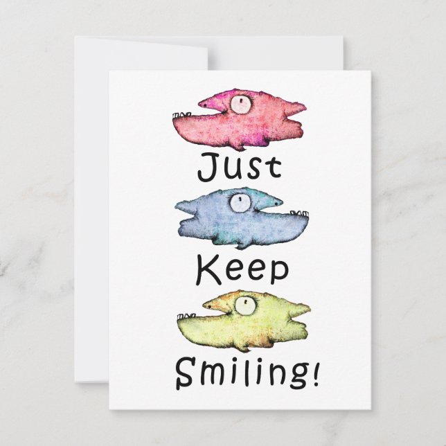 Just Keep Smiling! Colourful toothy fish Card (Front)