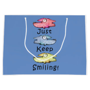 Just Keep Smiling! Colourful toothy fish Large Gift Bag