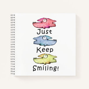 Just Keep Smiling! Colourful toothy fish Notebook