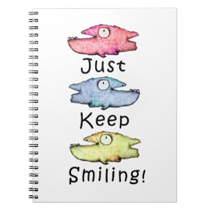 Just Keep Smiling! Colourful toothy fish Notebook