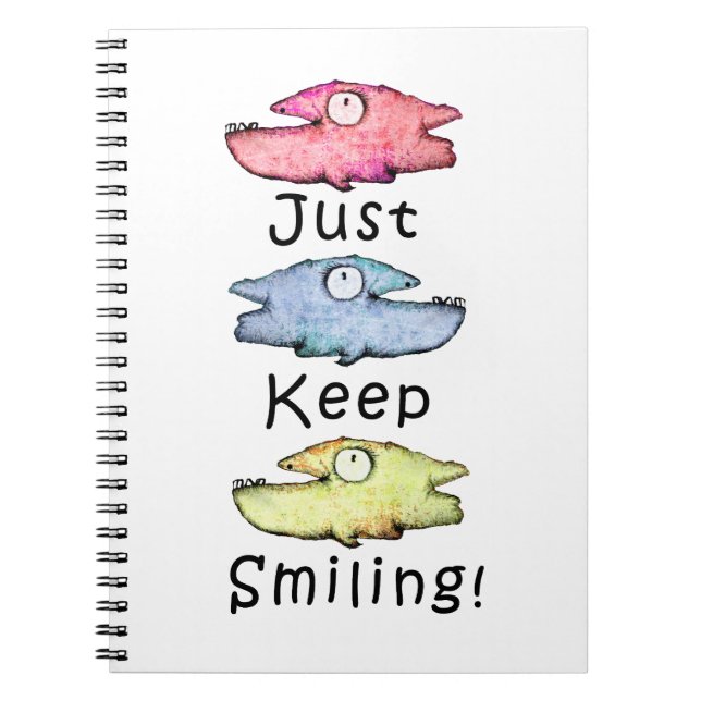 Just Keep Smiling! Colourful toothy fish Notebook (Front)