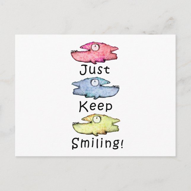 Just Keep Smiling! Colourful toothy fish Postcard (Front)