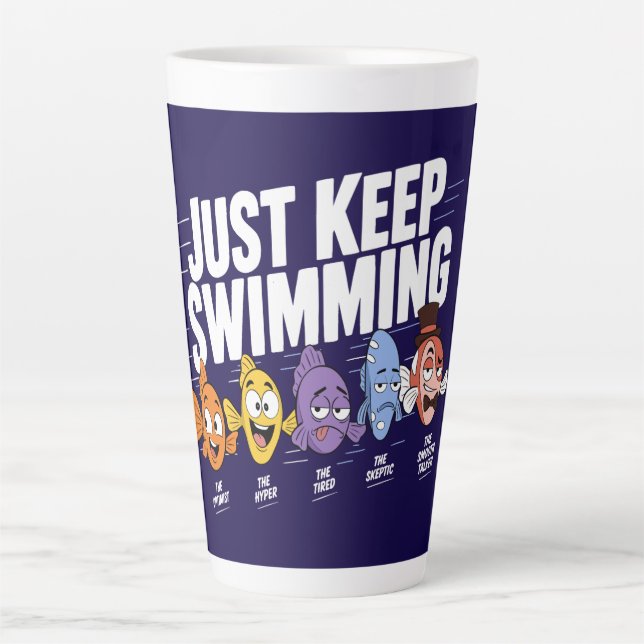 Just Keep Swimming Fish Crew Latte Mug (Front)