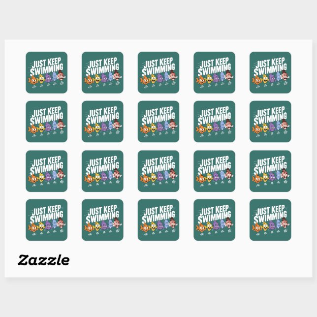 Just Keep Swimming Fish Crew Square Sticker (Sheet)
