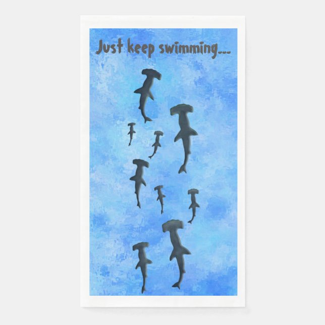 Just Keep Swimming, Sharks Napkin (Front)