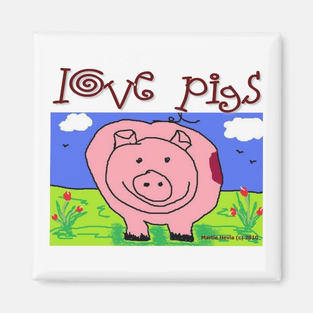 Just Kids at Heart - Pig (1f) - Love Pigs Magnet (Front)
