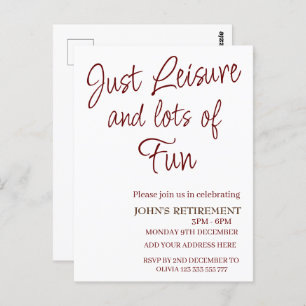 Just Leisure and lots of fun Funny Retirement  Postcard